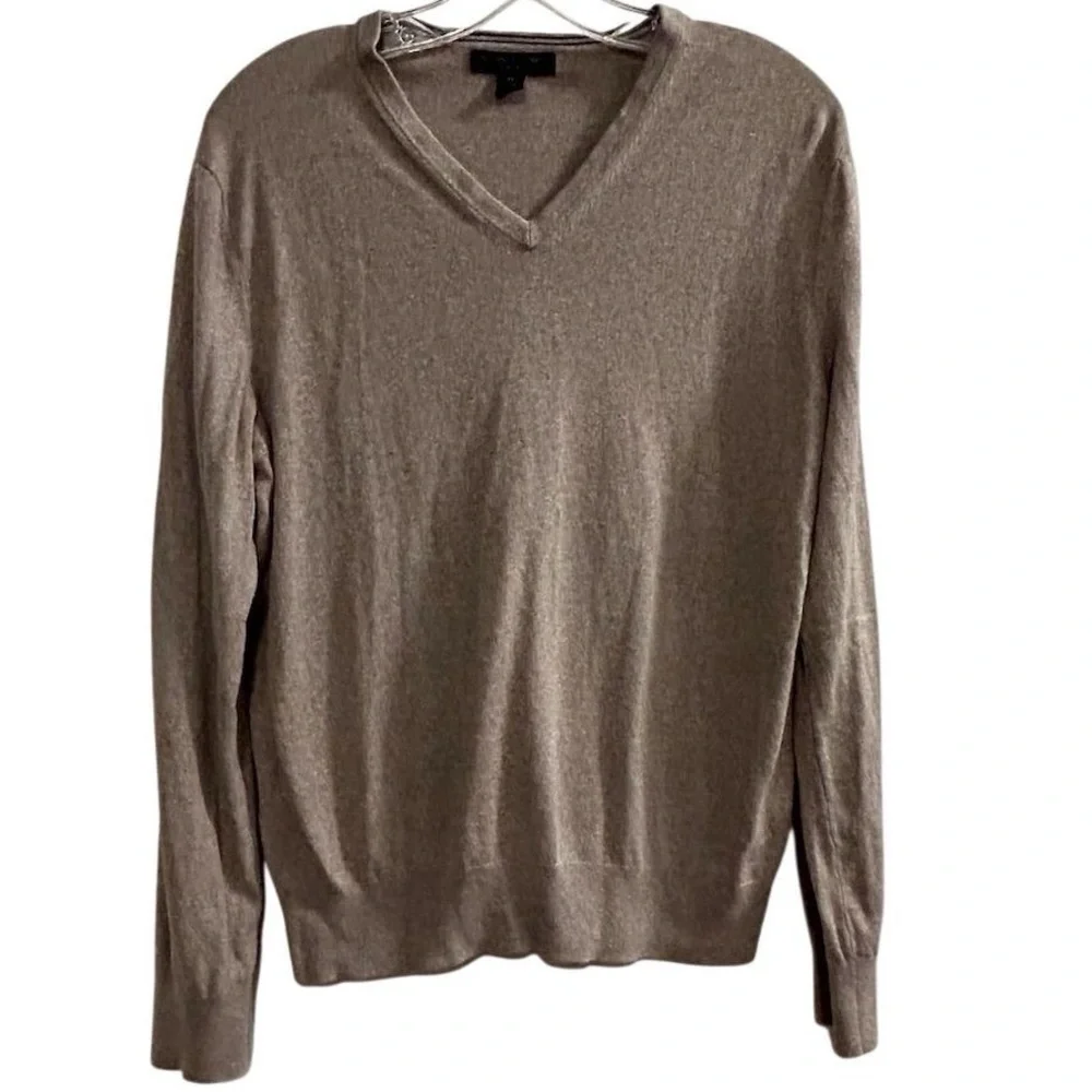 Banana Republic Men's V-Neck‎ Pullover Sweater Beige Silk Cashmere Blend Size M